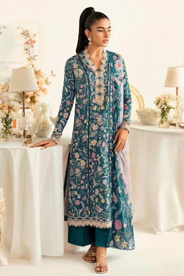 Qalamkar Lawn Suit-Zinc-Lawn-Chiffon-Aarasta