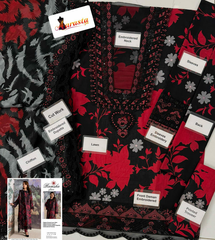 Ramsha Lawn Suit-Aarasta