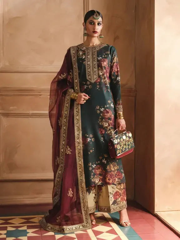 Ramsha Lawn Suit-Green-Lawn-Silk-Aarasta