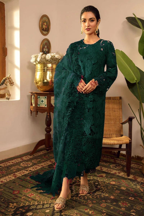 Rangrasiya Lawn Suit-Green-Lawn-Organza-Aarasta