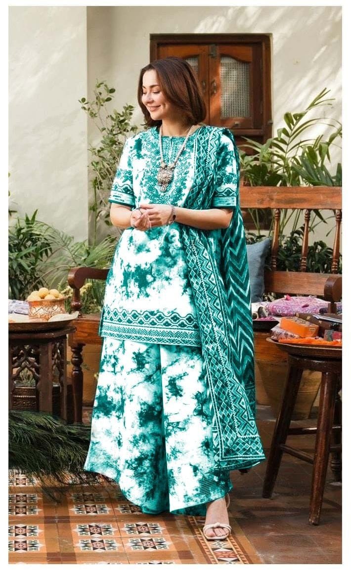Sapphire Lawn Suit-Sea Green-Lawn-Chiffon-Aarasta