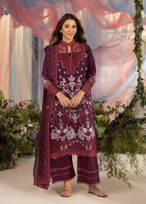Sobia Nazir Lawn Suit-Maroon-Lawn-Organza-Aarasta
