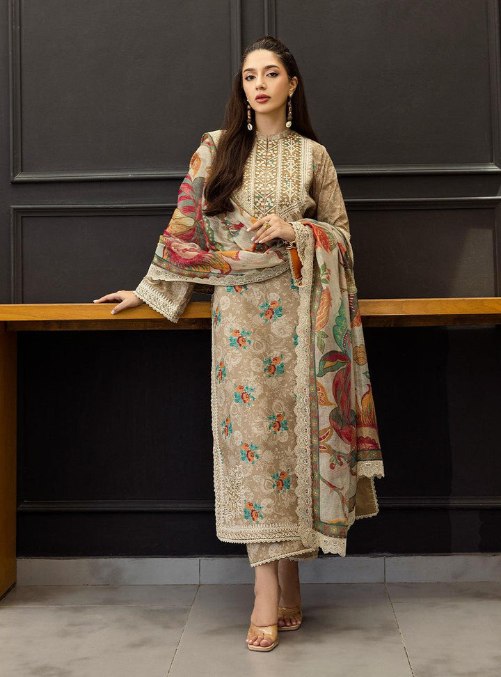 Zainab Chottani Lawn Suit-Beige-Lawn-Chiffon-Aarasta