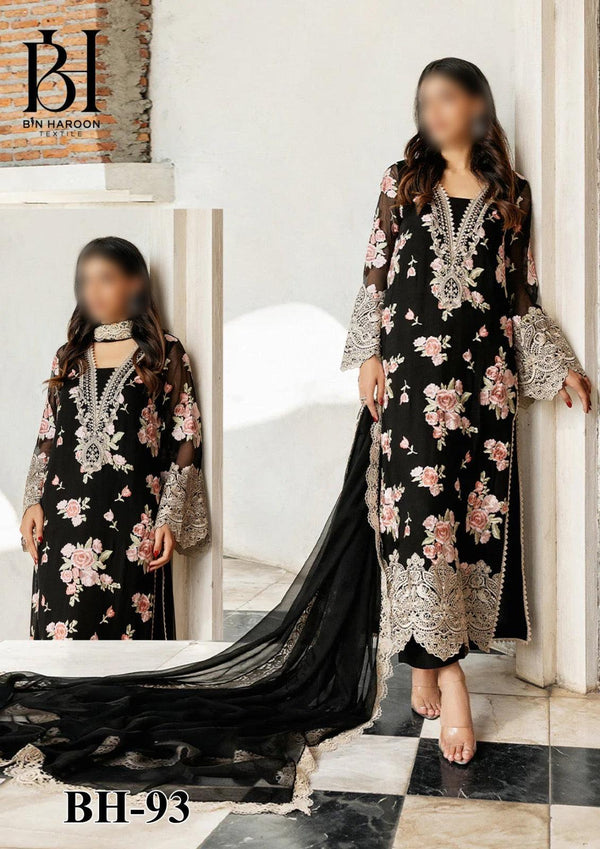 Zainab Chottani Lawn Suit-Black-Lawn-Chiffon-Aarasta