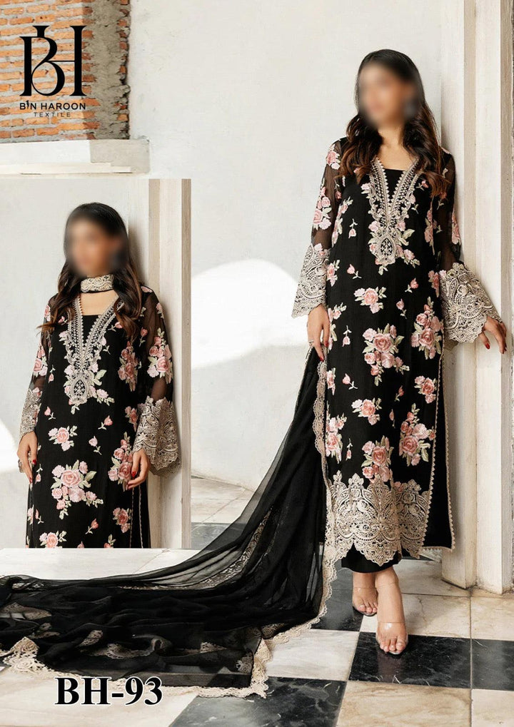 Zainab Chottani Lawn Suit-Black-Lawn-Chiffon-Aarasta