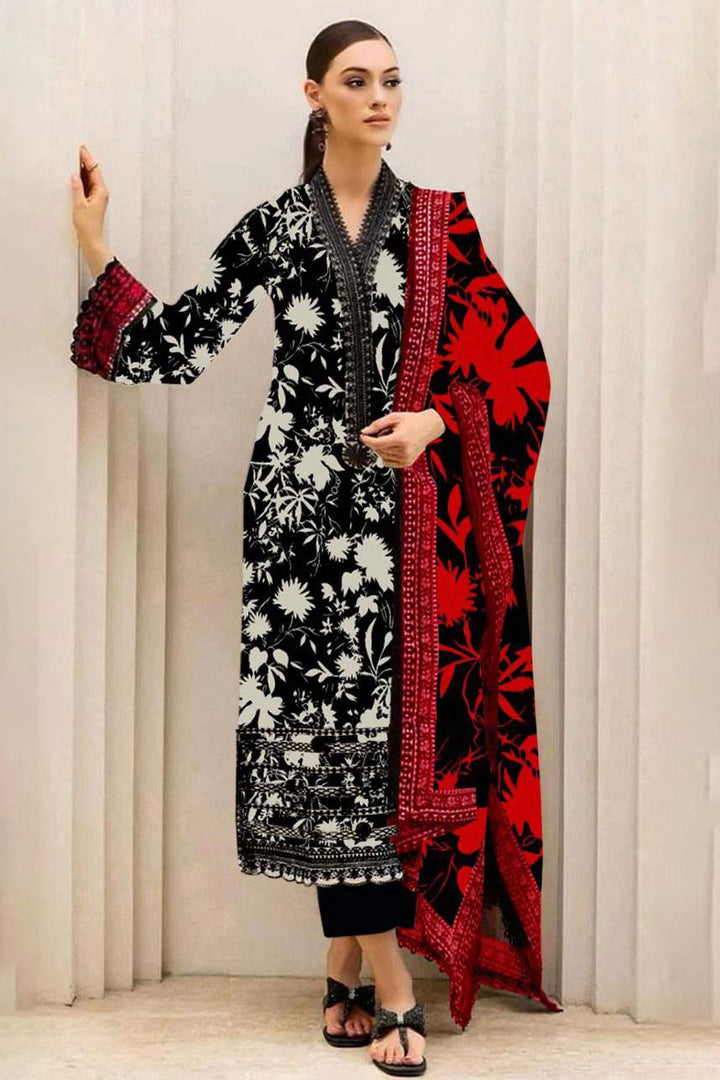 Zainab Chottani Lawn Suit-Black-Lawn-Chiffon-Aarasta