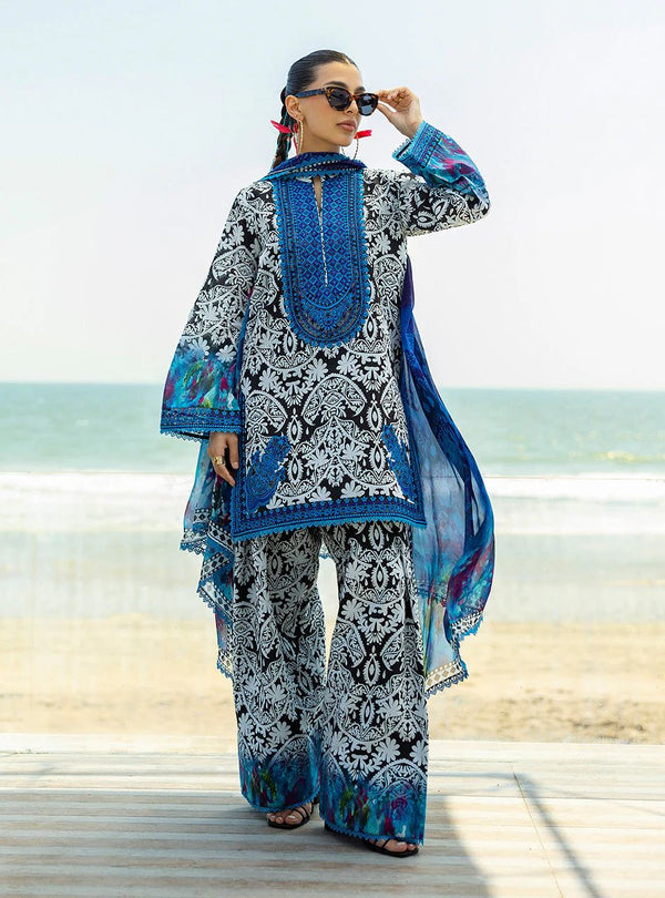Zainab Chottani Lawn Suit-Blue-Lawn-Chiffon-Aarasta