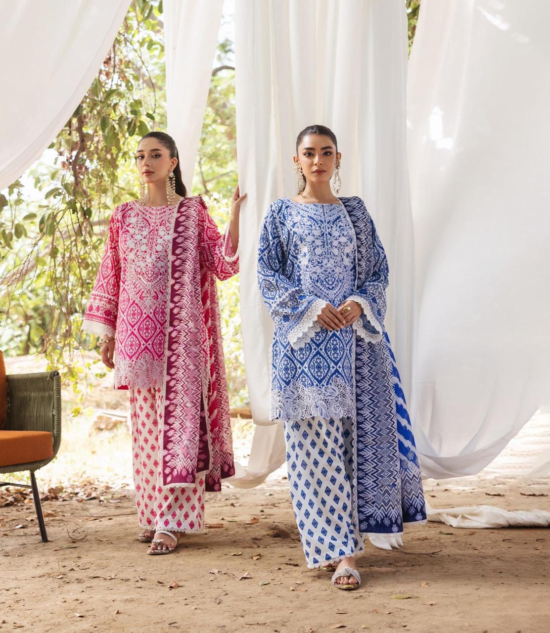 Zainab Chottani Lawn Suit-Blue-Lawn-Chiffon-Aarasta