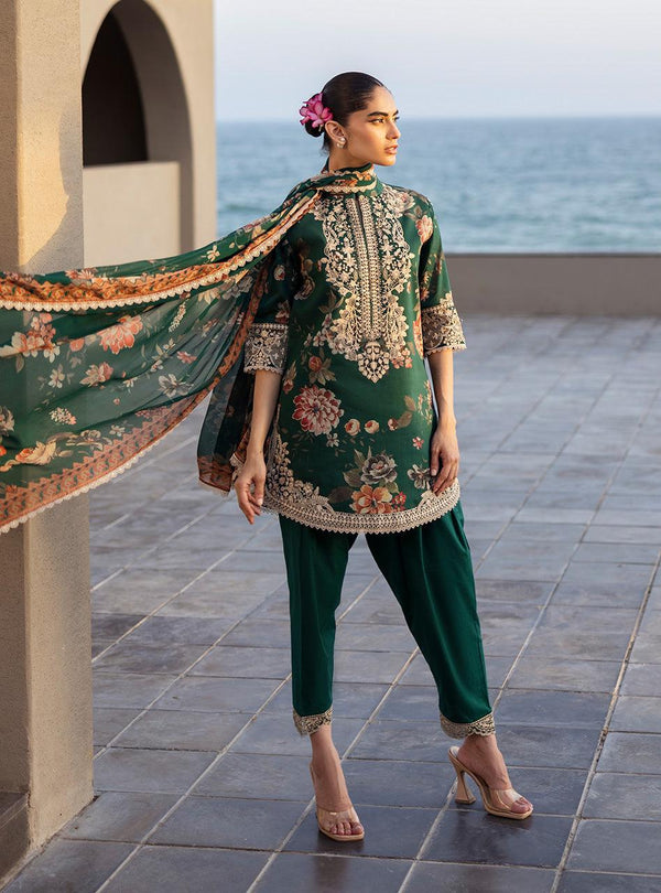 Zainab Chottani Lawn Suit-Green-Lawn-Chiffon-Aarasta