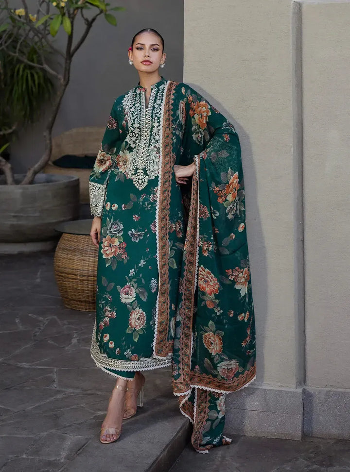 Zainab Chottani Lawn Suit-Green-Lawn-Chiffon-Aarasta