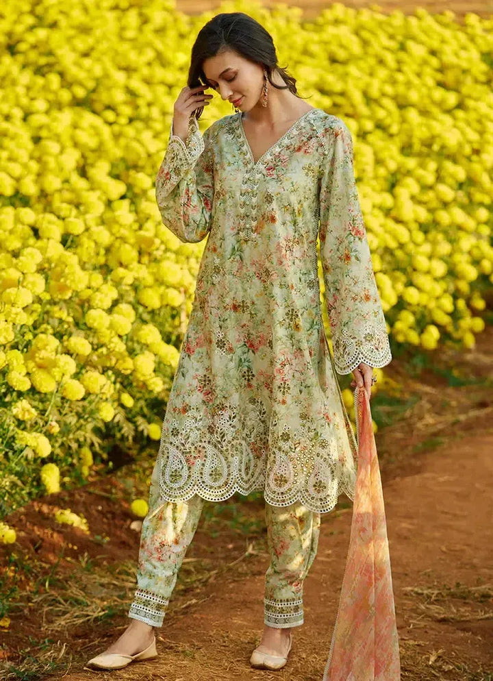 Image Lawn Suit-Lawn-Green-Silk-Aarasta