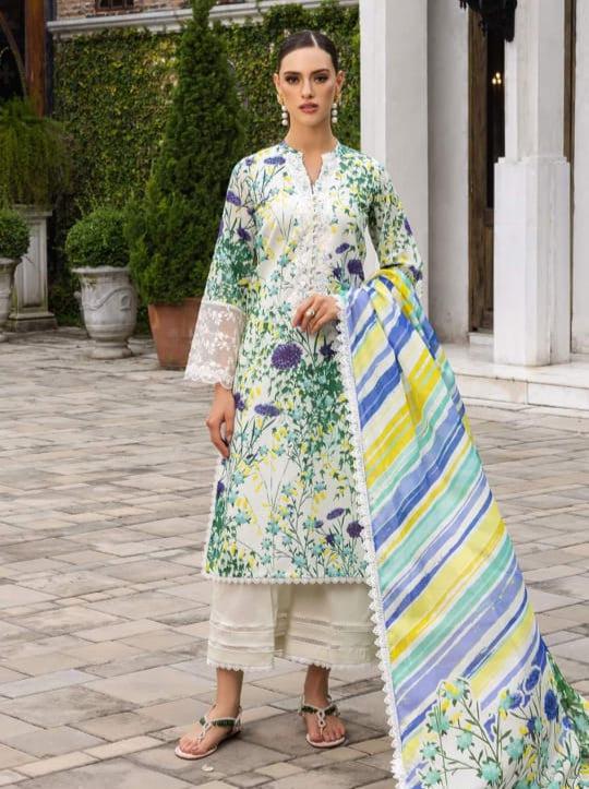 Zainab Chottani Lawn Suit-Off White-Lawn-Silk-Aarasta