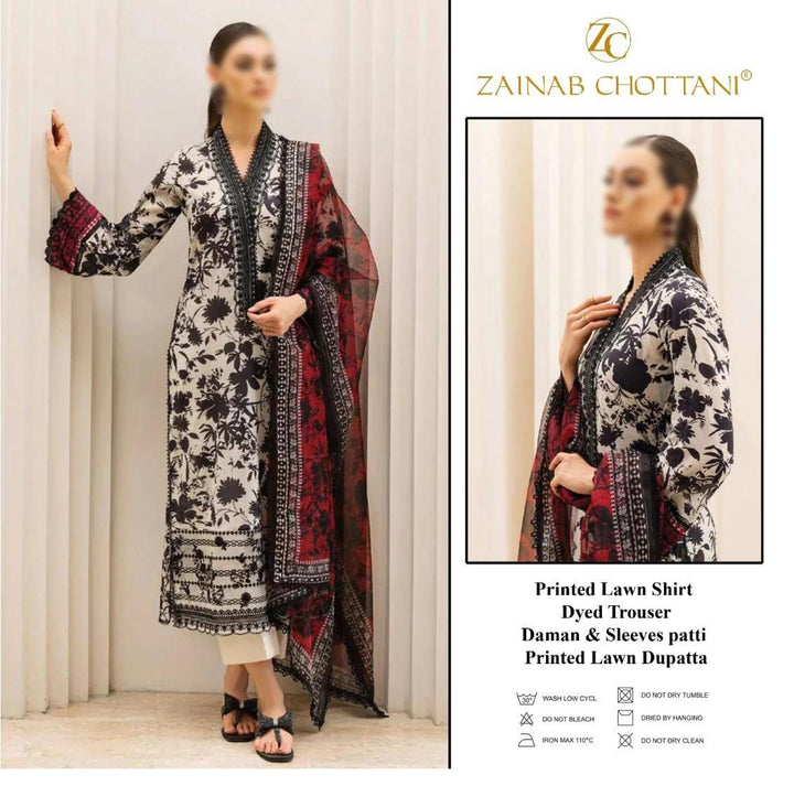 Zainab Chottani Lawn Suit-Off White-Lawn-Chiffon-Aarasta