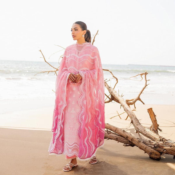 Zainab Chottani Lawn Suit-Pink-Lawn-Organza-Aarasta