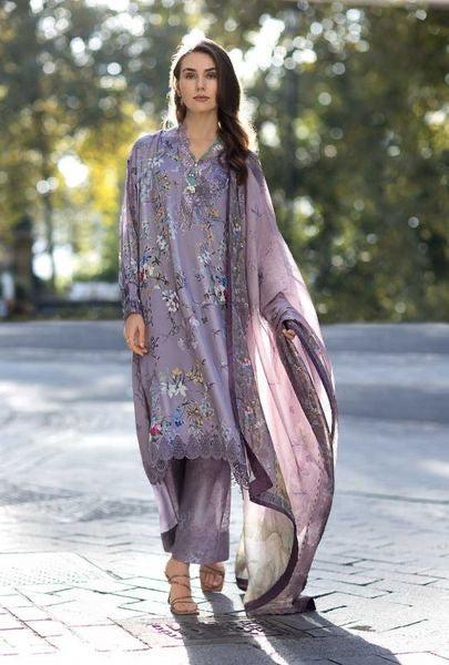 Zainab Chottani Lawn Suit-Purple-Lawn-Silk-Aarasta