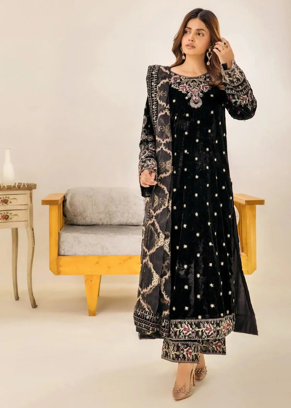 Adan Libas Velvet Suit-Black-Velvet-Aarasta