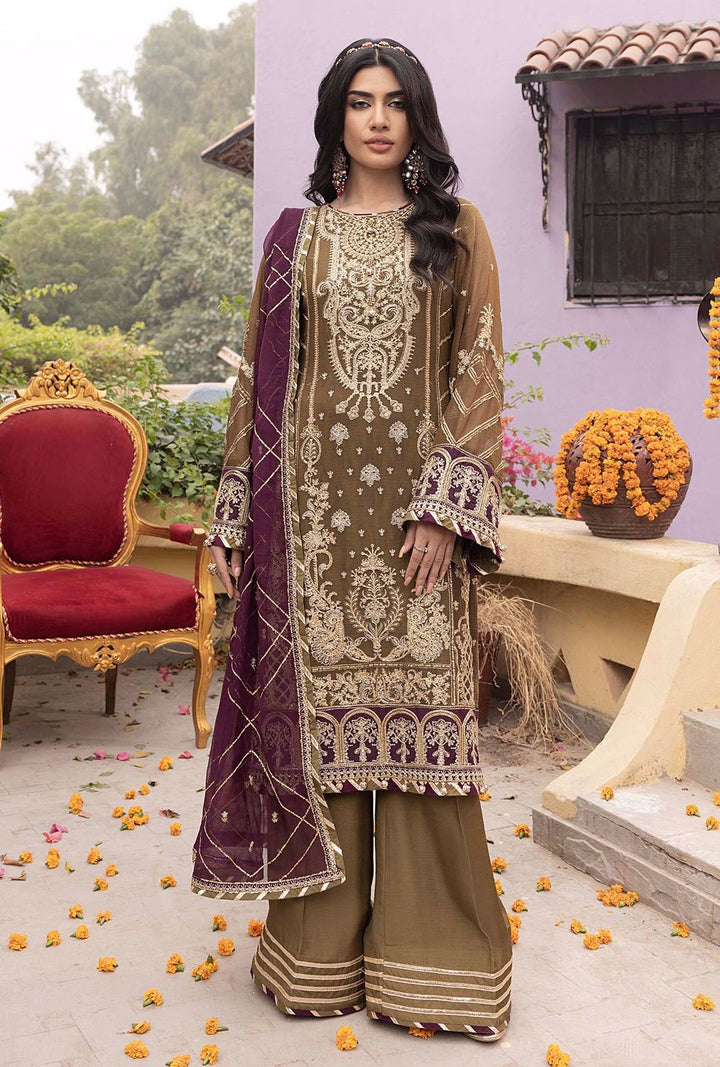 Adan Libas Chiffon Suit-Brown-Chiffon-Aarasta