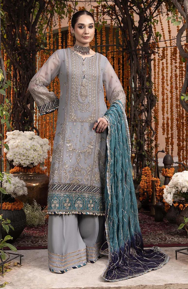 Adan Libas Chiffon Suit-Grey-Chiffon-Aarasta