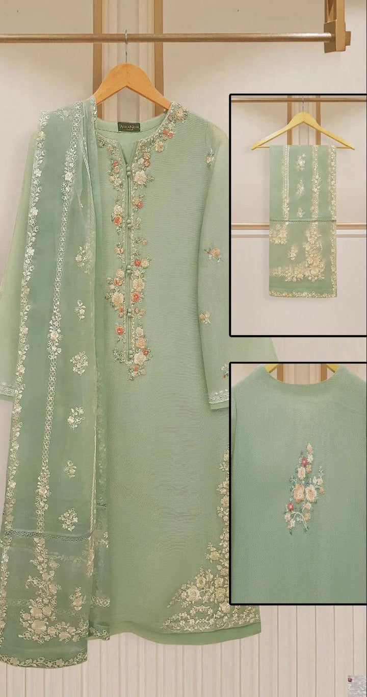Agha Noor Net Suit-Green-Net-Aarasta