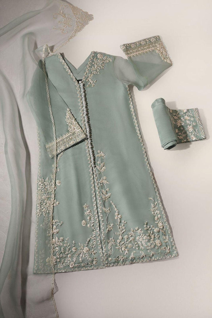 Agha Noor Organza Suit-Green-Organza-Aarasta