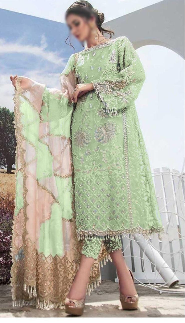 Agha Noor Organza Suit-Lemon-Organza-Aarasta