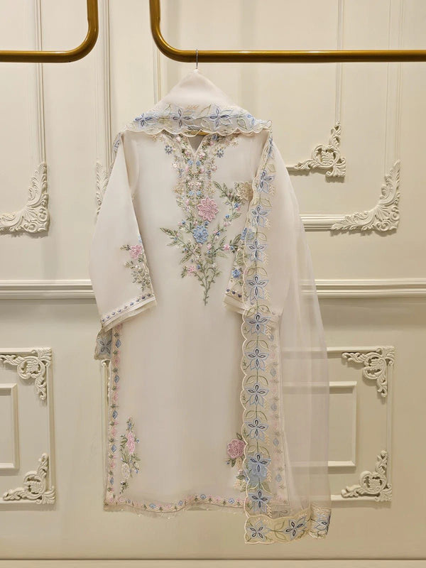 Agha Noor Organza Suit-Off White-Organza-Aarasta