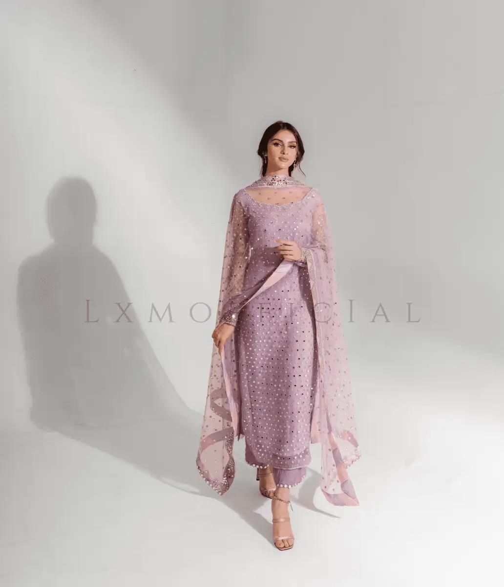 Agha Noor Organza Suit-Pink-Organza-Aarasta