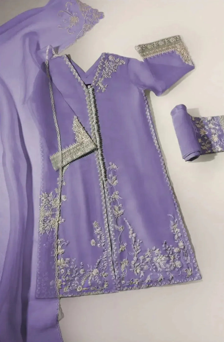 Agha Noor Organza Suit-Purple-Organza-Aarasta