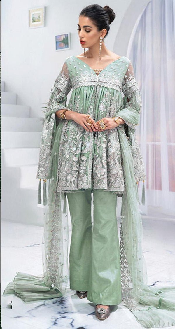 Akbar Aslam Net Suit-Green-Net-Aarasta