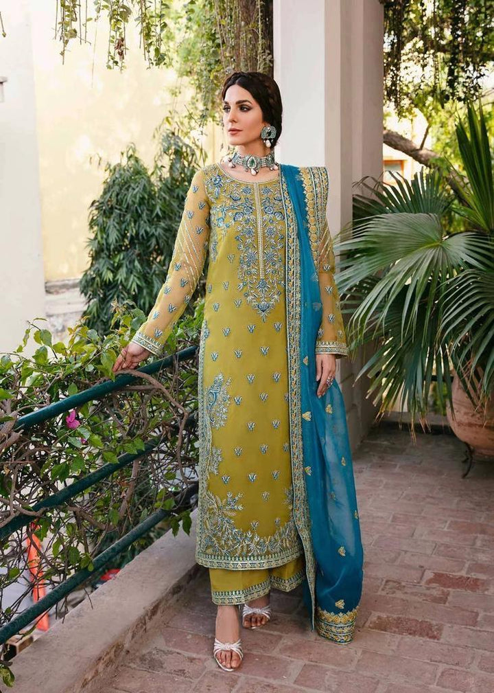 Akbar Aslam Organza Suit-Lemon-Organza-Aarasta