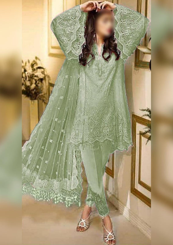 Anaya Organza Suit-Green-Organza-Aarasta
