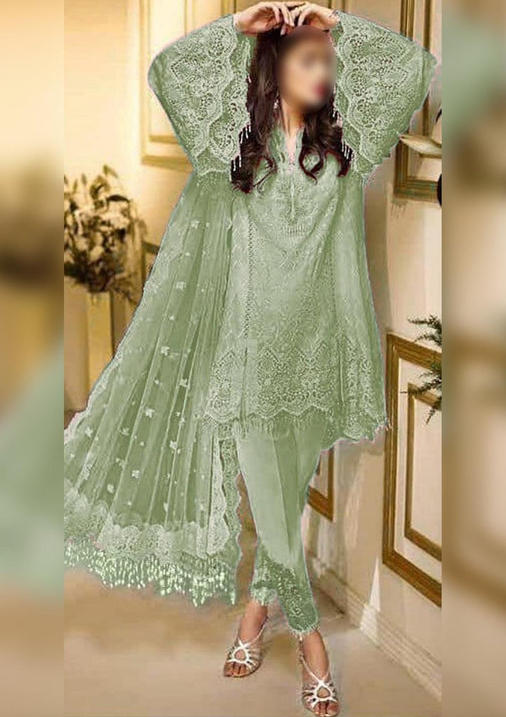 Anaya Organza Suit-Green-Organza-Aarasta