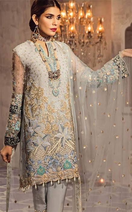 Anaya Net Suit-Grey-Organza-Aarasta
