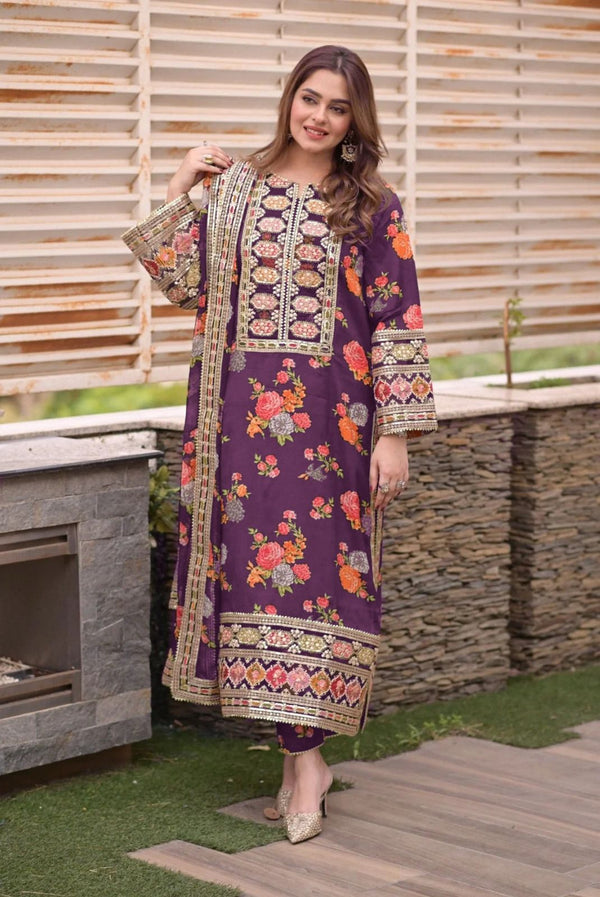 Aneela's Silk Suit-Purple-Silk-Aarasta