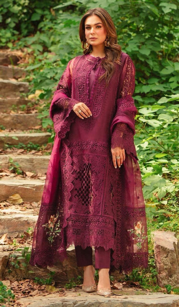 Aneela's Organza Suit-Red-Organza-Aarasta