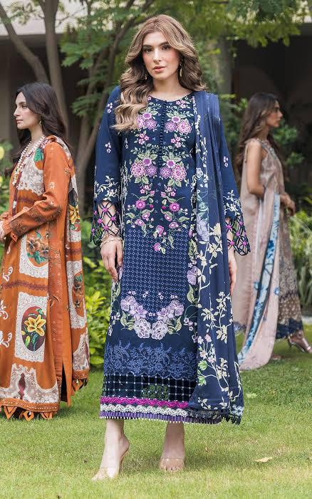 Asifa Nabeel Organza Suit-Navy-Organza-Aarasta