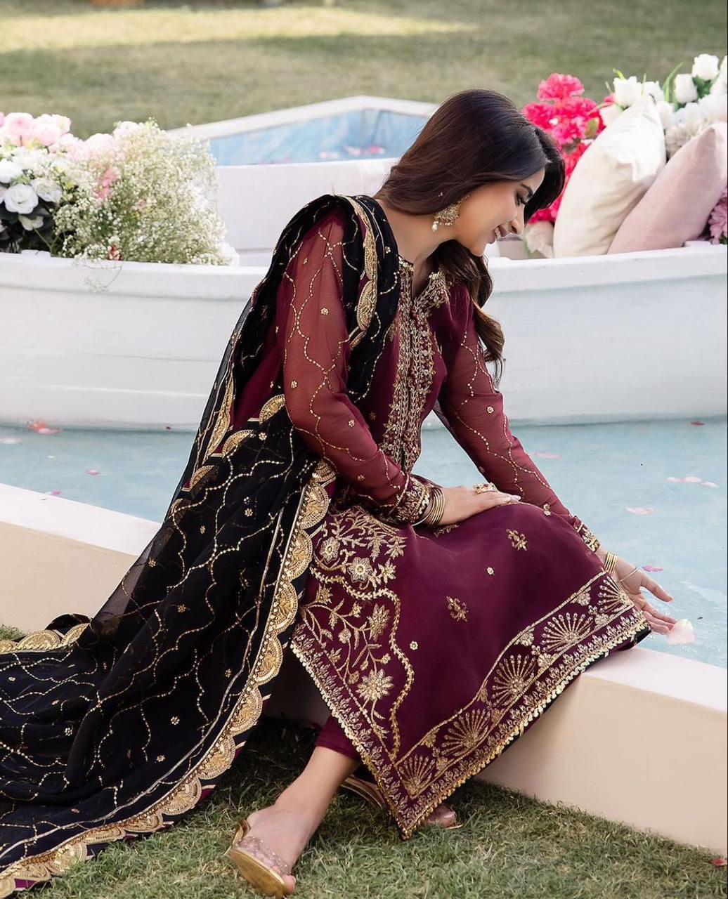 Asim Jofa Chiffon Suit-Aarasta