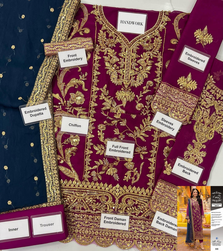 Asim Jofa Chiffon Suit-Aarasta