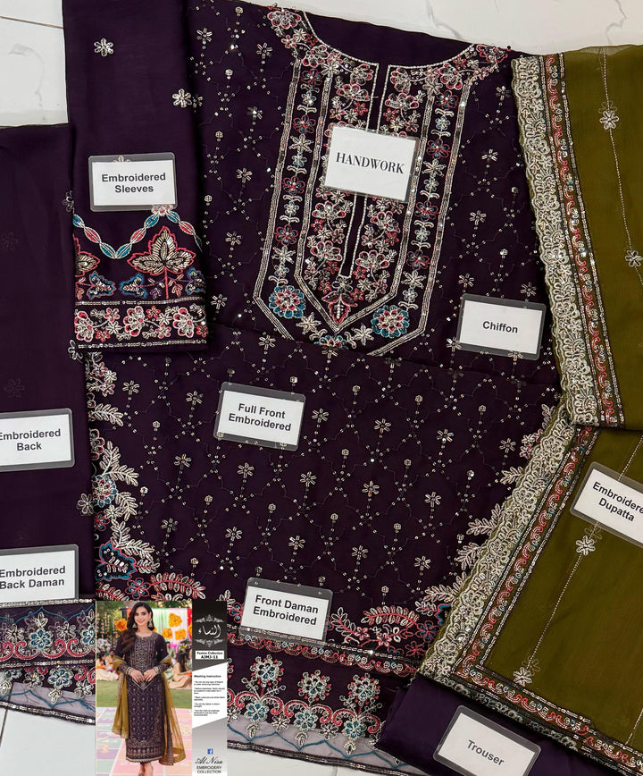 Asim Jofa Chiffon Suit-Aarasta