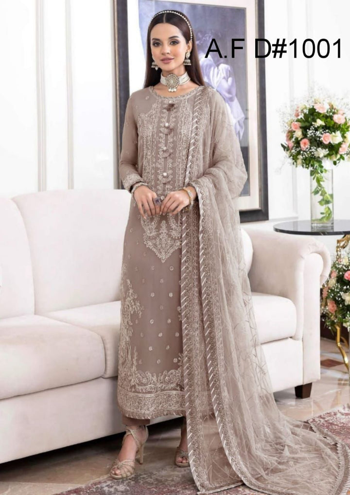 Asim Jofa Chiffon Suit-Beige-Chiffon-Aarasta