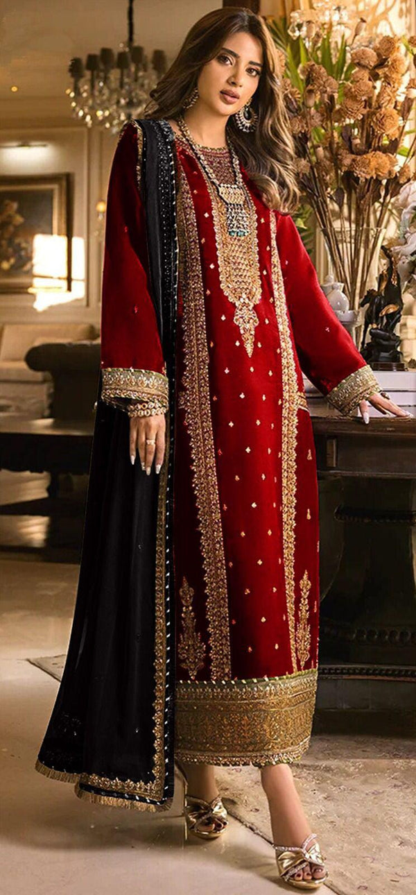 Asim Jofa Chiffon Suit-Black-Chiffon-Aarasta