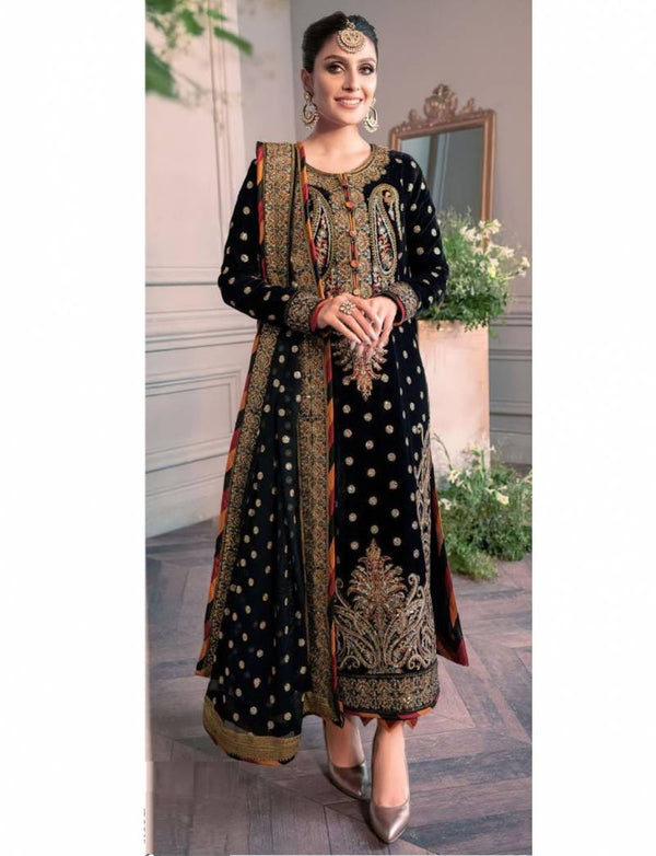 Asim Jofa Organza Suit-Black-Chiffon-Aarasta