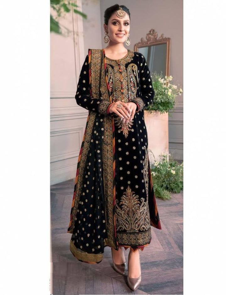 Asim Jofa Organza Suit-Black-Chiffon-Aarasta