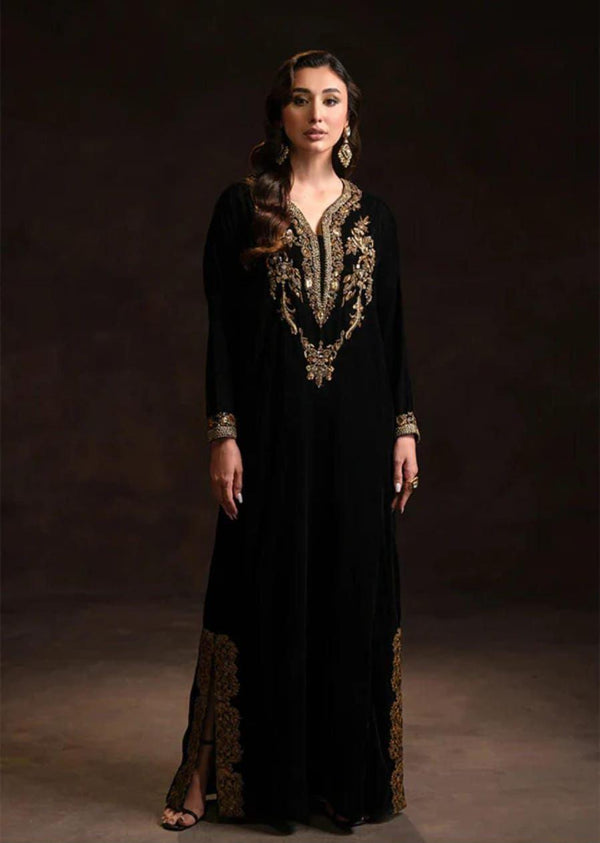 Ammara Khan Velvet Suit-Black-Velvet-Aarasta