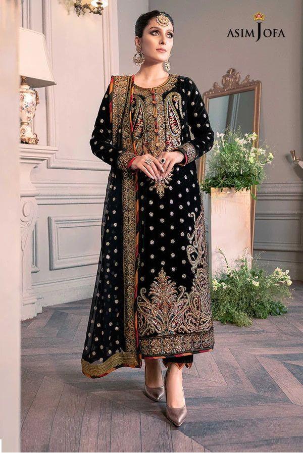 Asim Jofa Velvet Suit-Black-Velvet-Aarasta