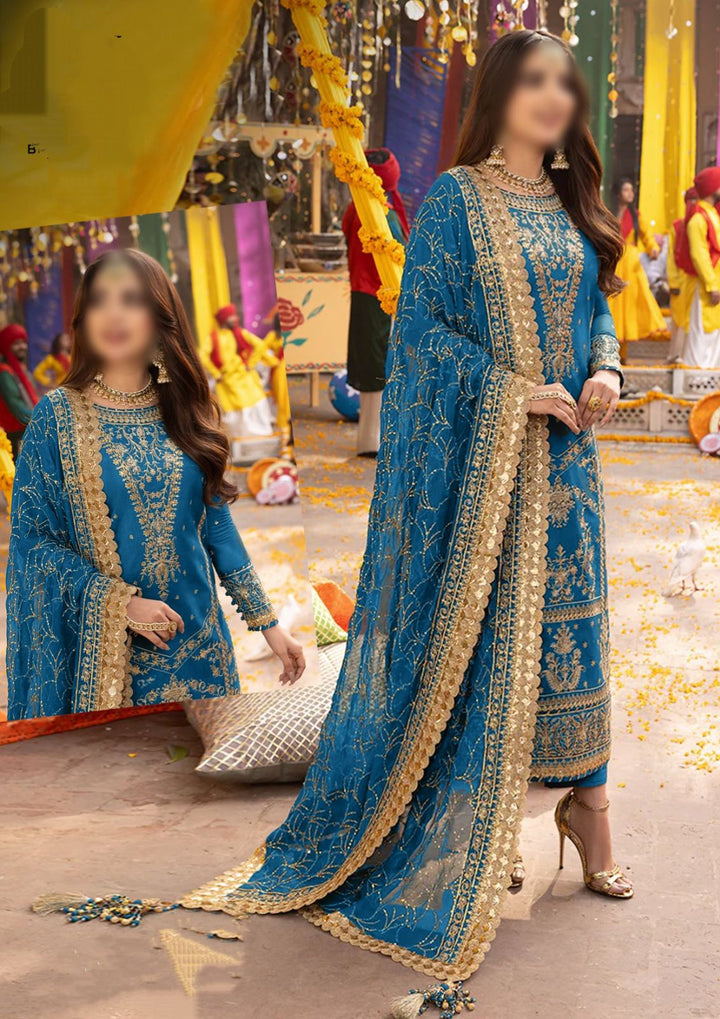 Asim Jofa Chiffon Suit-Blue-Chiffon-Aarasta