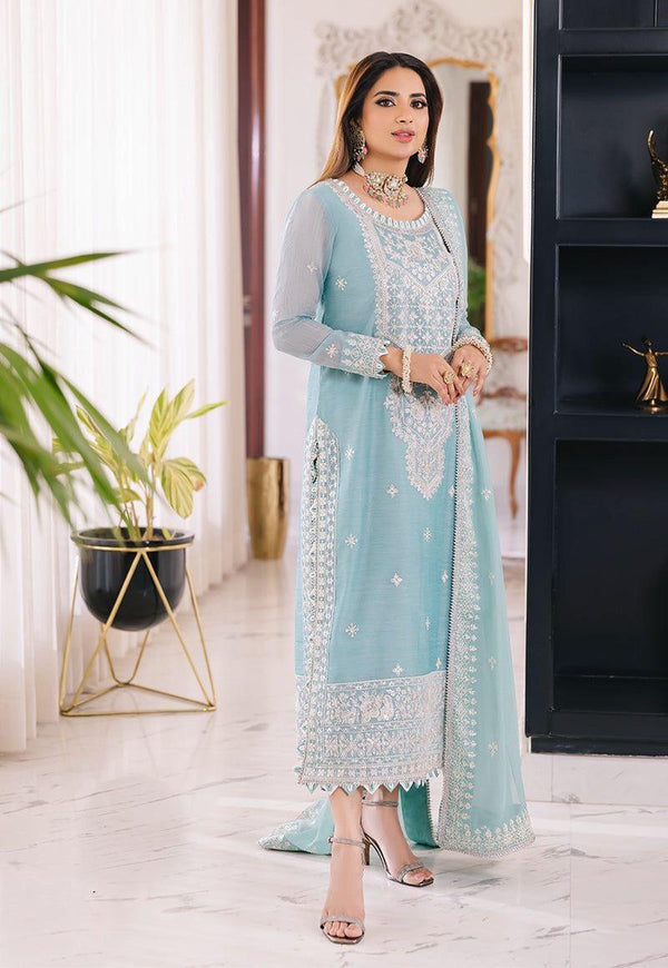 Asim Jofa Chiffon Suit-Ferozi-Chiffon-Aarasta