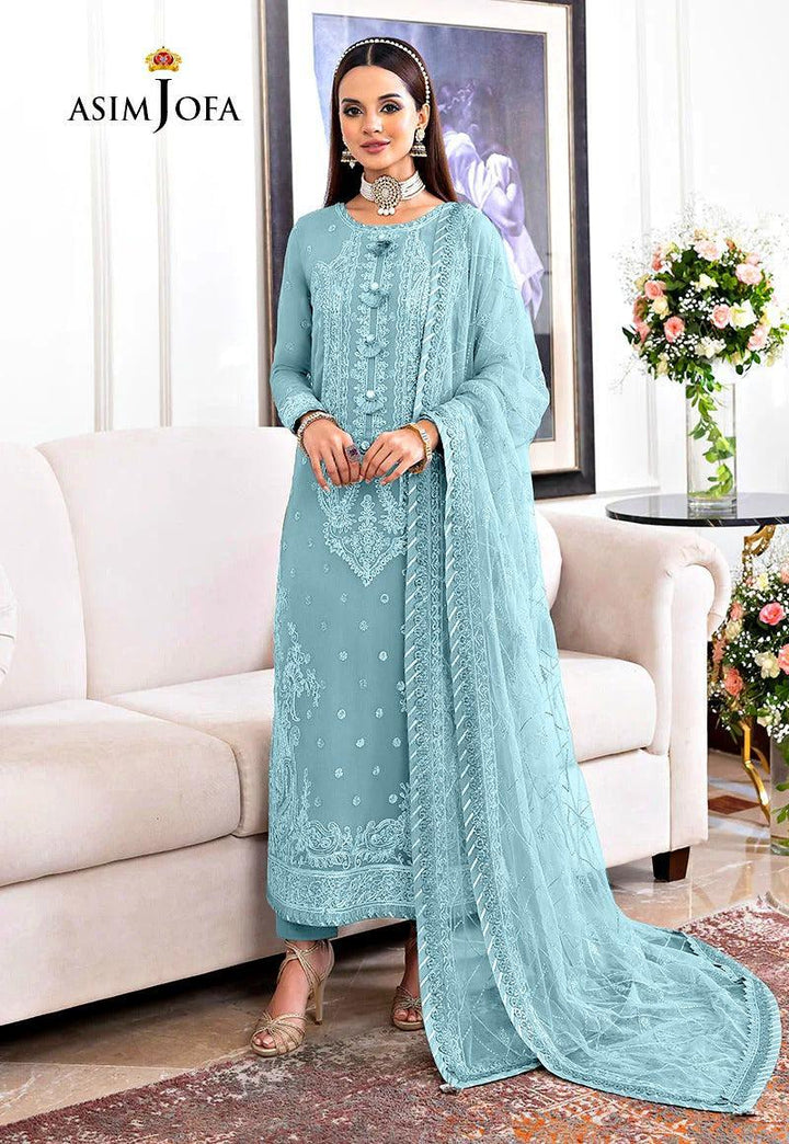 Asim Jofa Chiffon Suit-Ferozi-Chiffon-Aarasta