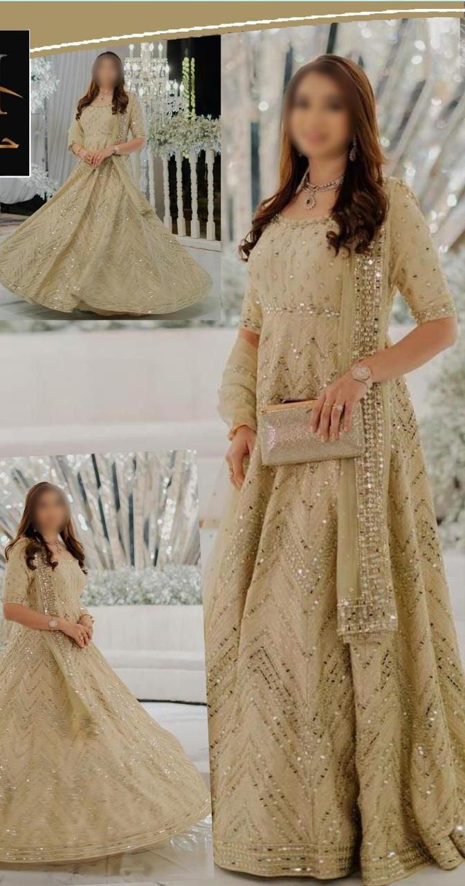 Asim Jofa Chiffon Suit-Golden-Chiffon-Aarasta