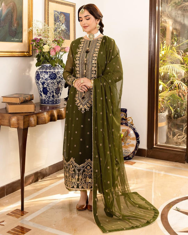 Asim Jofa Chiffon Suit-Green-Chiffon-Aarasta